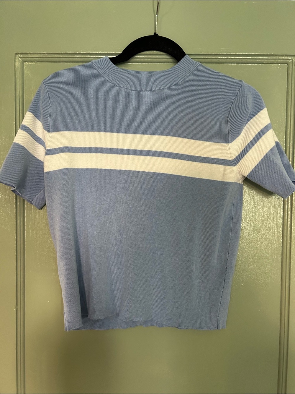 Light Blue Striped Knit Top